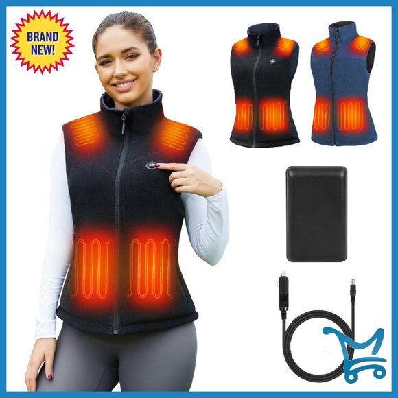 Jackets & Blazers - Reversible Heated Fleece Vest with Battery Pack for Outdoor Activities